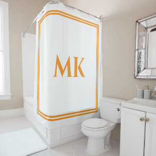 Orange Yellow White Monograms Name Stylish Decor Shower Curtain