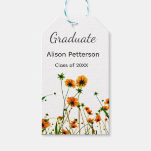 Orange yellow wildflowers modern graduatie rustic gift tags