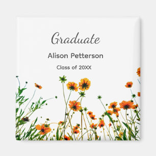 Orange yellow wildflowers modern graduatie rustic magnet
