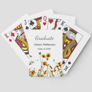 Orange yellow wildflowers modern graduatie rustic playing cards