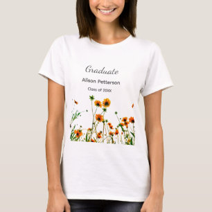 Orange yellow wildflowers modern graduatie rustic T-Shirt