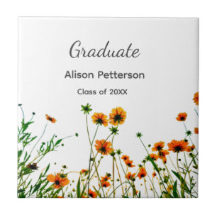 Orange yellow wildflowers modern graduatie rustic tile
