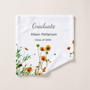Orange yellow wildflowers modern graduatie rustic wash cloth