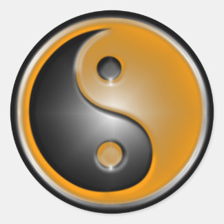 Orange Yin Yang Classic Round Sticker