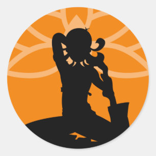 Orange Yoga Silhouette Sticker