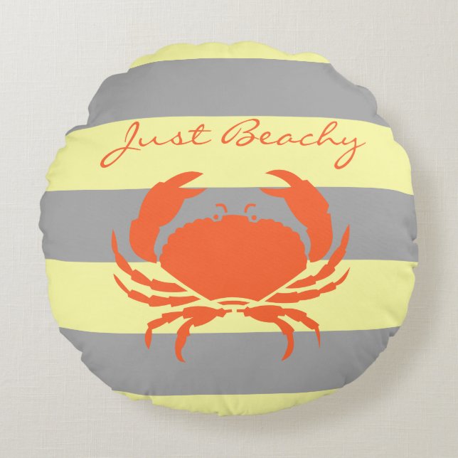 Orange You Crabby At The Beach? Round Cushion (Front)