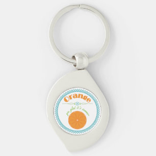 Orange You Glad It's Summer with Blue Border Key Ring