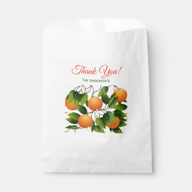 Orange You Sweet Citrus Fruit | Thank You Favour Bags (Front)