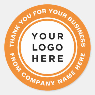 Orange Your Logo Simple and Professional Thank you Classic Round Sticker