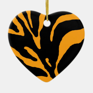 Orange Zebra Stripe Animal Print Ceramic Tree Decoration