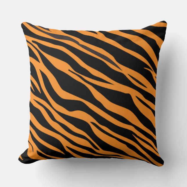 Orange Zebra Striped Cushion (Front)