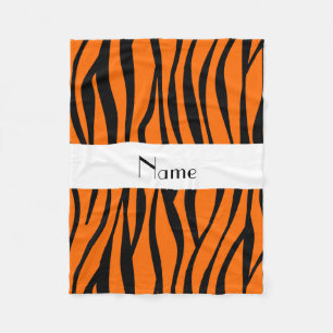 Orange zebra stripes white stripe fleece blanket