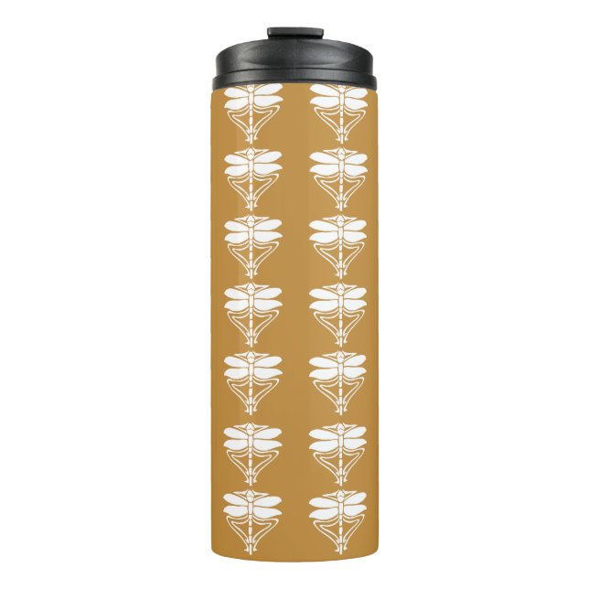 Orange Zest Arts and Crafts Dragonflies Thermal Tumbler (Front)