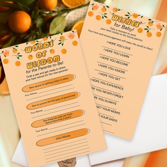 Orange Zest Citrus Baby Shower Trendy Advice Card (Creator Uploaded)
