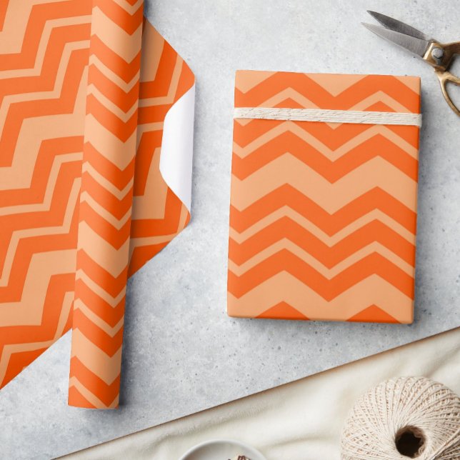 Orange Zigzag Chevron Pattern Design  Wrapping Paper (Creator Uploaded)
