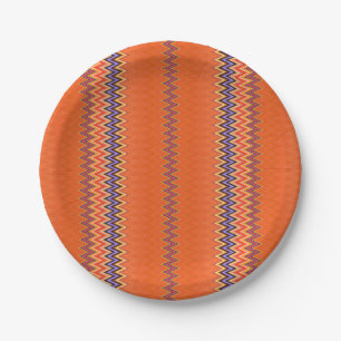 Orange Zigzag Paper Plate