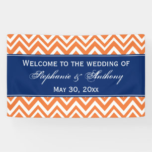 Orange Zigzag Pattern with Royal Blue Wedding Banner