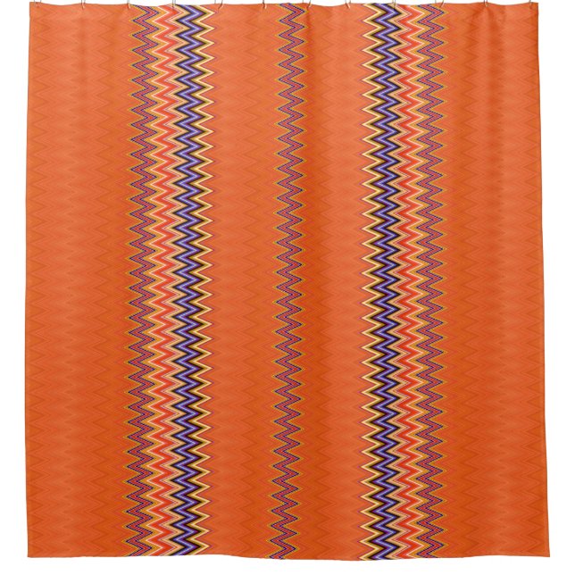 Orange Zigzag  Shower Curtain (Front)