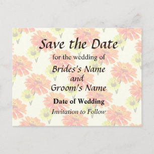 Orange Zinnia and Yellow Zinnia Tile Save the Date Announcement Postcard