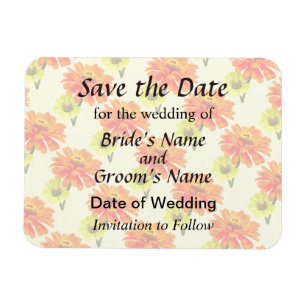 Orange Zinnia and Yellow Zinnia Tile Save the Date Magnet