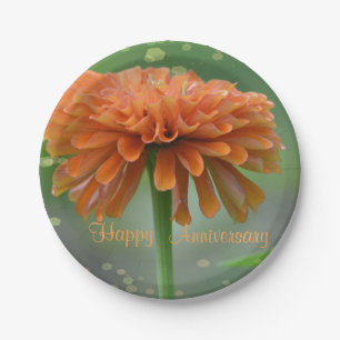 Orange Zinnia Anniversary Plate