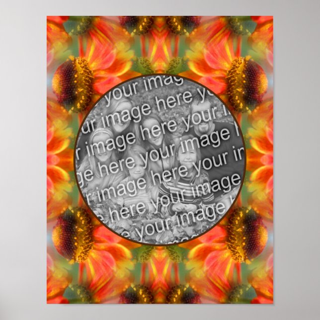 Orange Zinnia Flower Frame Create Your Own Photo Poster (Front)