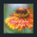 Orange Zinnia Flower Wedding Favour Magnet<br><div class="desc">Lovely orange and yellow zinnia flower photography by Susan wedding favour refrigerator magnet. Fill in your information in the template. Make more changes to font size, style, and colour by clicking on Customise. If you have any questions or requests, please contact me. This design is available on many products in...</div>