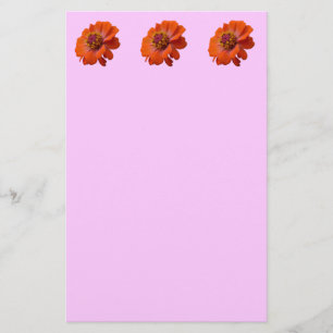 Orange Zinnia Wildflower Nature Floral Stationery