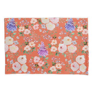 Orangeade Coloured Watercolor Floral Pillowcase