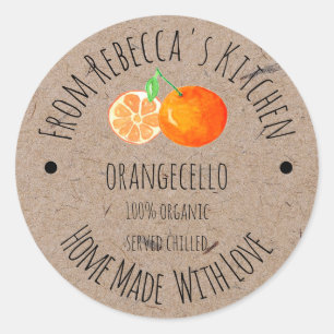 Orangecello Homemade with love kraft paper Classic Round Sticker