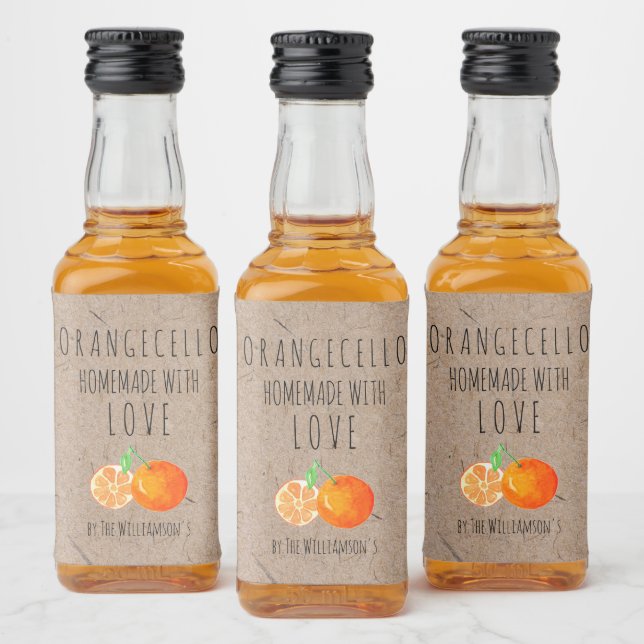 Orangecello Homemade with Love  Kraft Paper Liquor Bottle Label (Bottles)