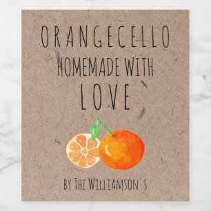 Orangecello Homemade with Love Kraft Paper Wine Label