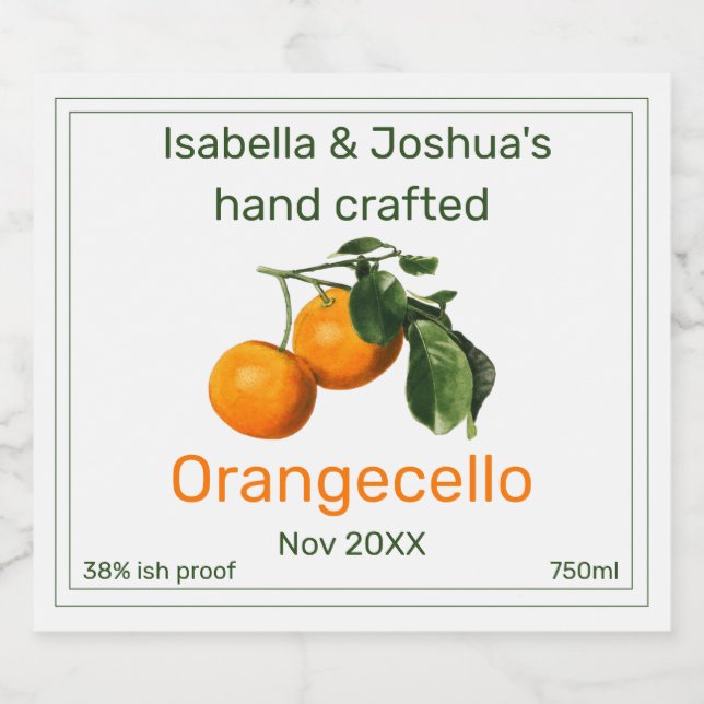  Orangecello label | vintage orange illustration (Single Label)