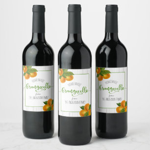 Orangecello rustic watercolor orange custom script wine label