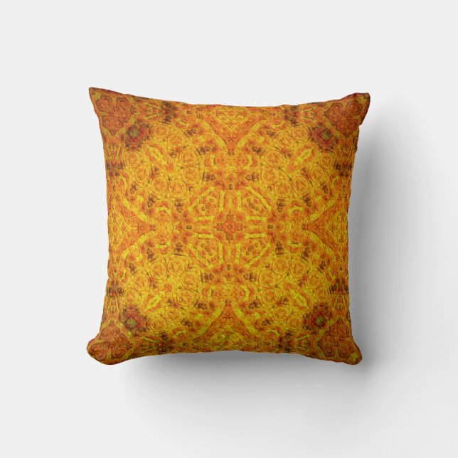 "Orangemental" Mandala Pillow (Front)