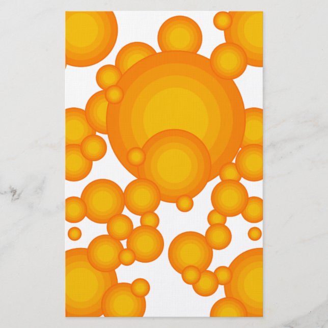 Oranger 70s styling circles like bubbles stationery (Front)