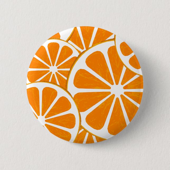 oranges. 6 cm round badge (Front)