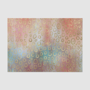 Oranges and Blue hues gold circles decoupage Tissue Paper