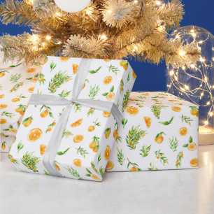 Oranges and Foliage Pattern Wrapping Paper