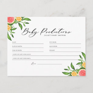 Oranges and Grapefruits Baby Predictions Game Card