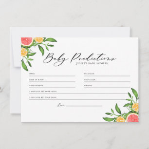 Oranges and Grapefruits Baby Predictions Game Card