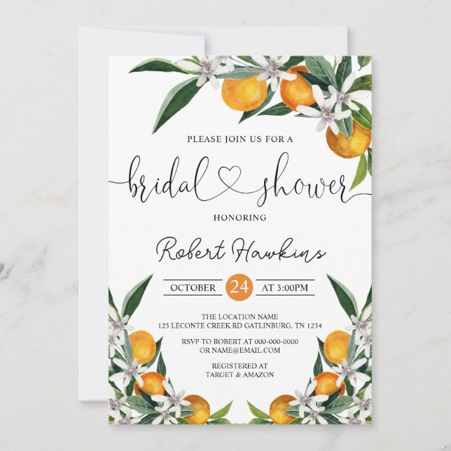 Oranges and Lemon Bridal Shower Invitation (Front)