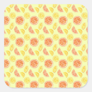 Oranges and Lemon Slices Pretty Summer Pattern Square Sticker