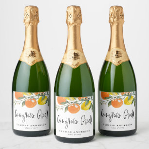 Oranges and Lemons Graduation Congratulations Sparkling Wine Label