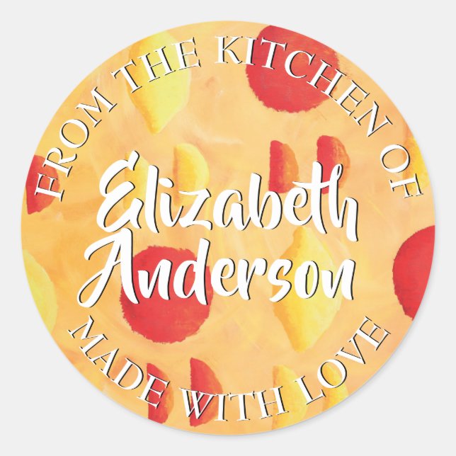 Oranges and Lemons Made with Love Classic Round Sticker (Front)