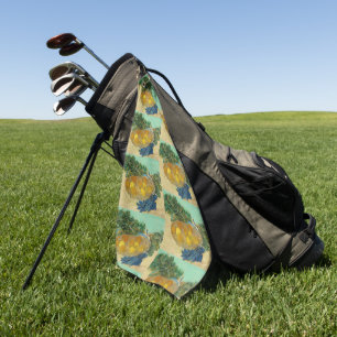 Oranges and Lemons with Blue Gloves by Van Gogh Golf Towel