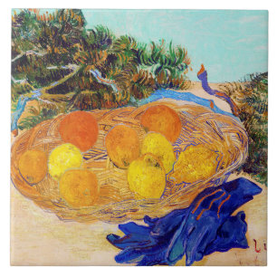 Oranges and Lemons with Blue Gloves, Van Gogh Tile