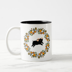 Oranges and Little Pigs Two-Tone Coffee Mug