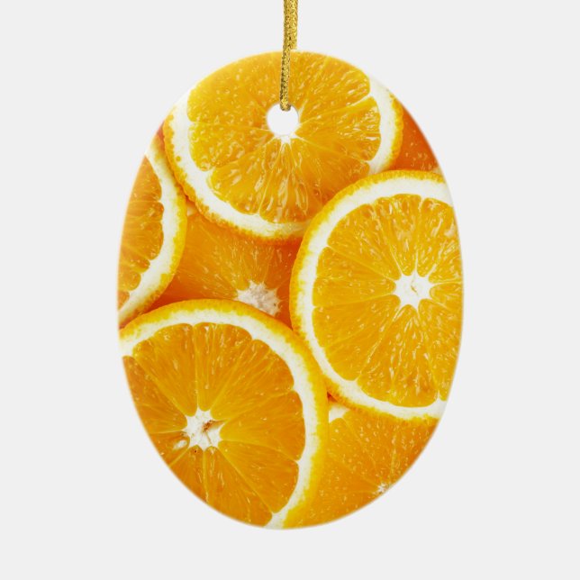 Oranges and more Oranges Ceramic Tree Decoration (Front)