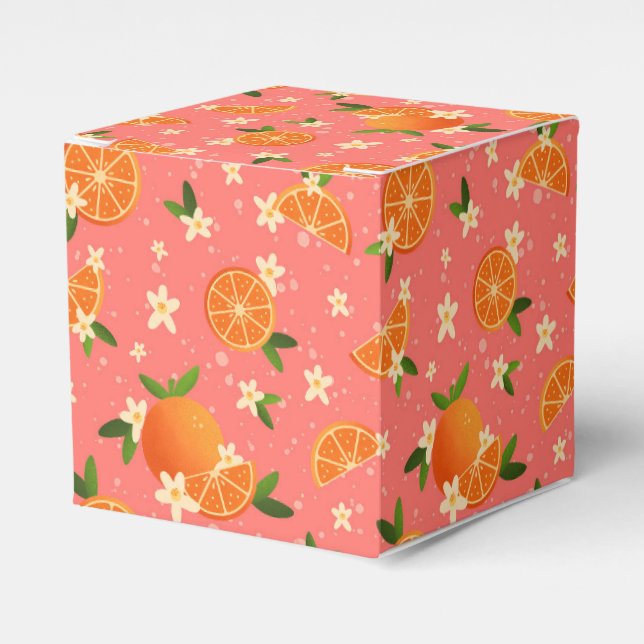 Oranges and orange blossom joy favour box (Front Side)